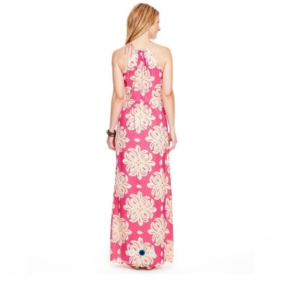 💙 Vineyard Vines Sleeveless Silk Floral Maxi Dress Lined Slits Size 4 - Picture 3 of 10